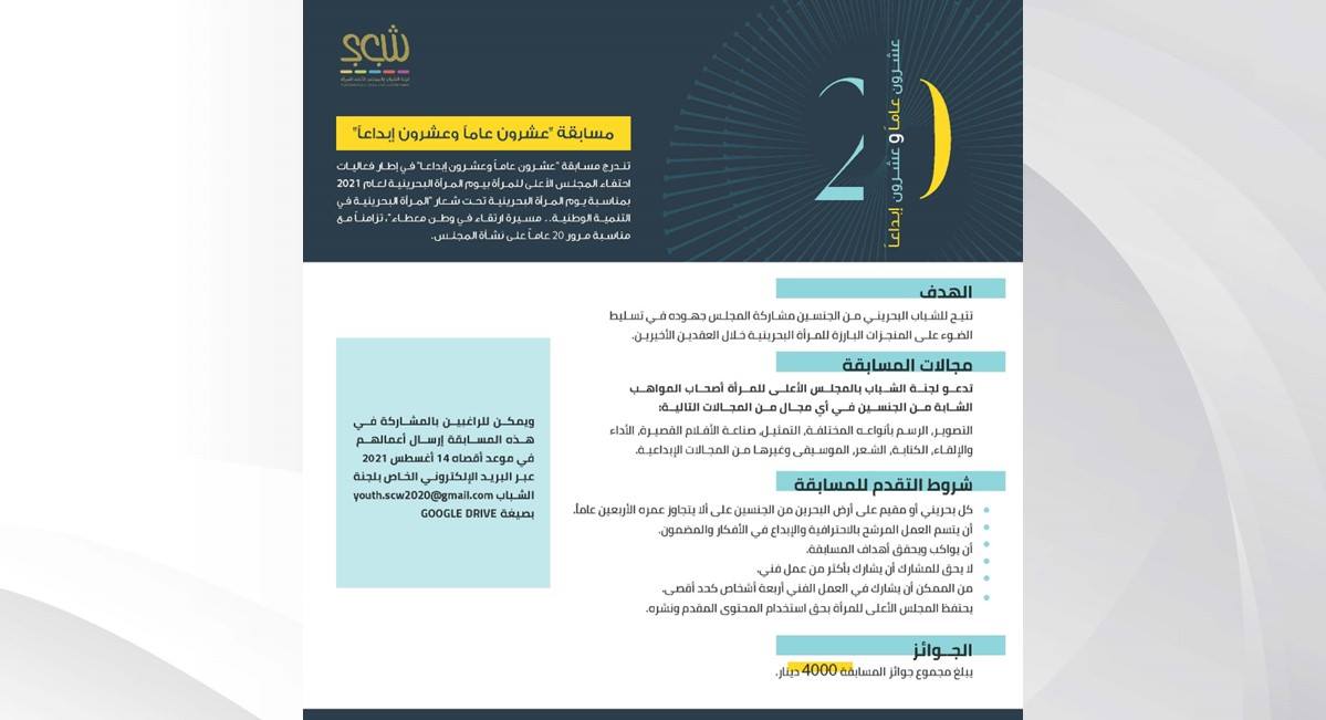 بمناسبة الذكرى الـ 20 لتأسيس المجلس ومجموع جوائز 4 آلاف دينار .. 